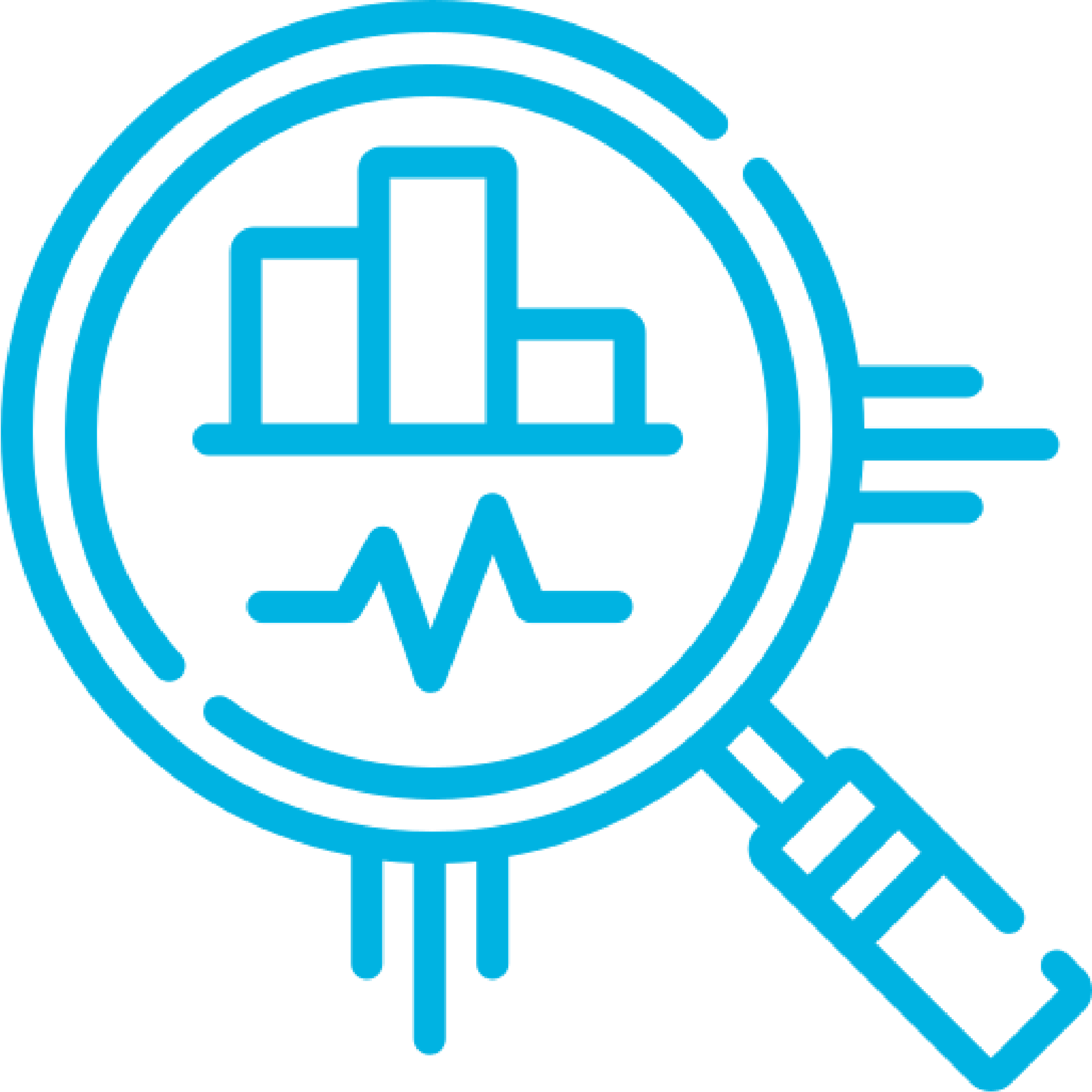 Icon showing market data in magnifying glass