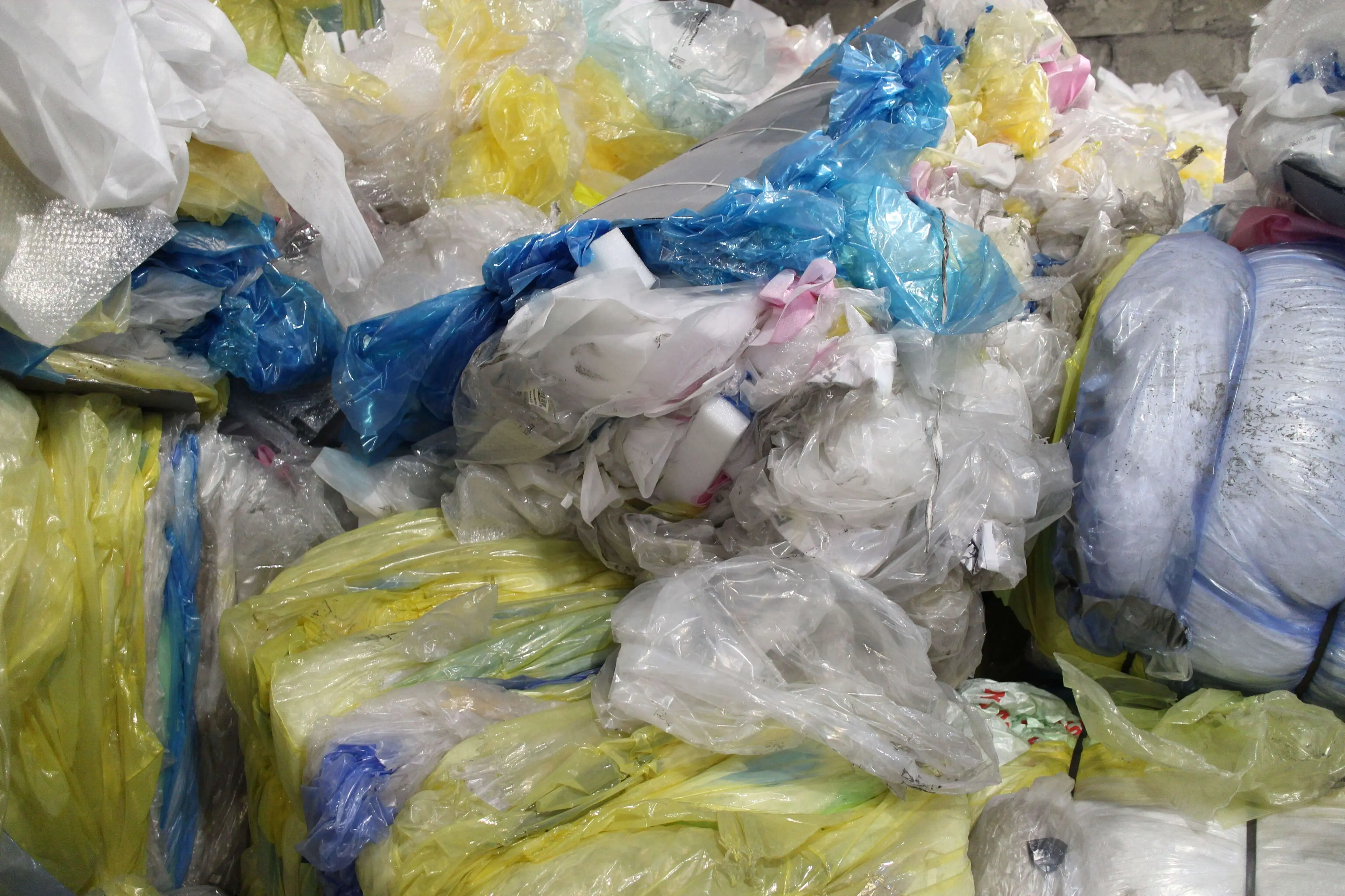 Piles of waste recycling prepared polyethylene film