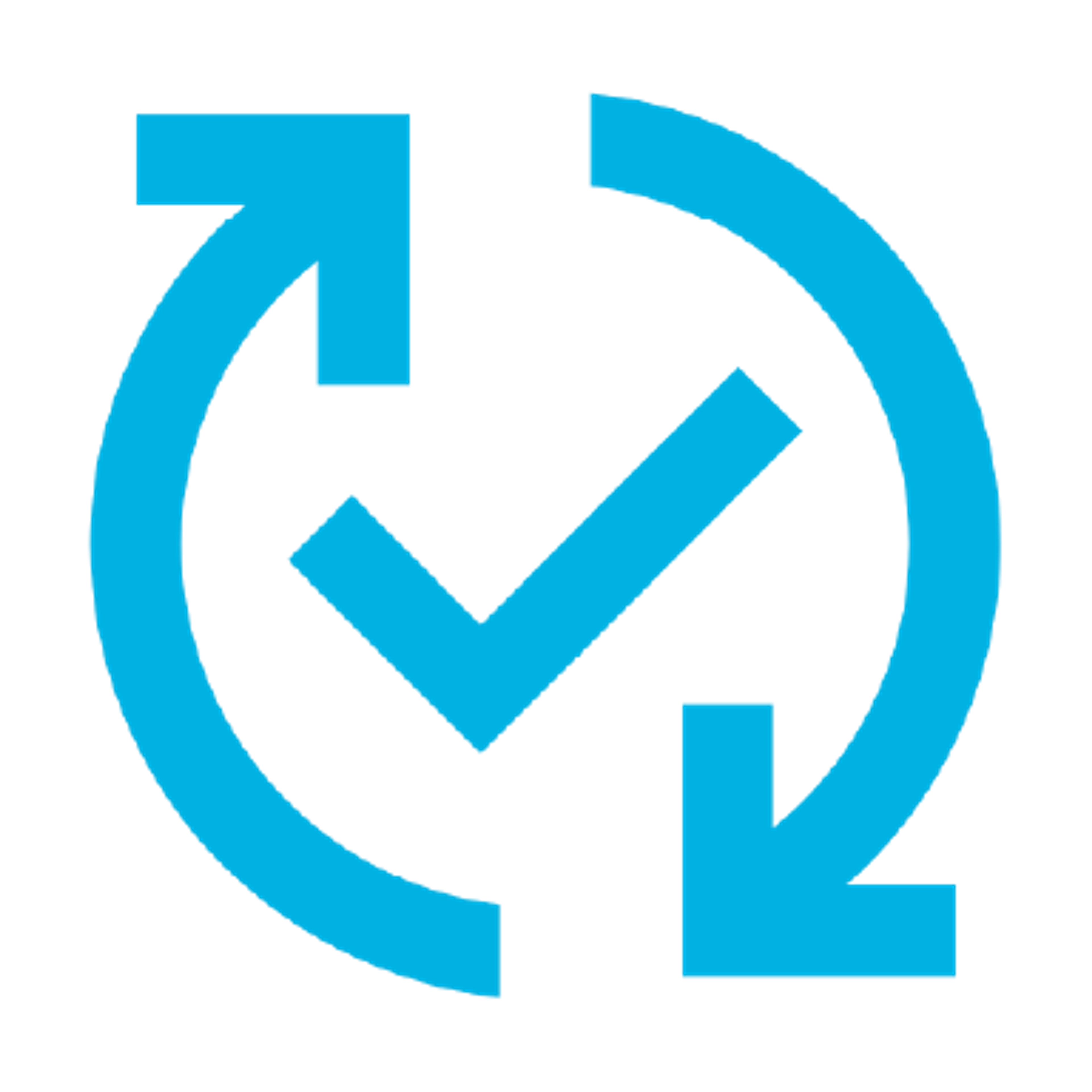 Icon showing tick surrounded by circular arrows