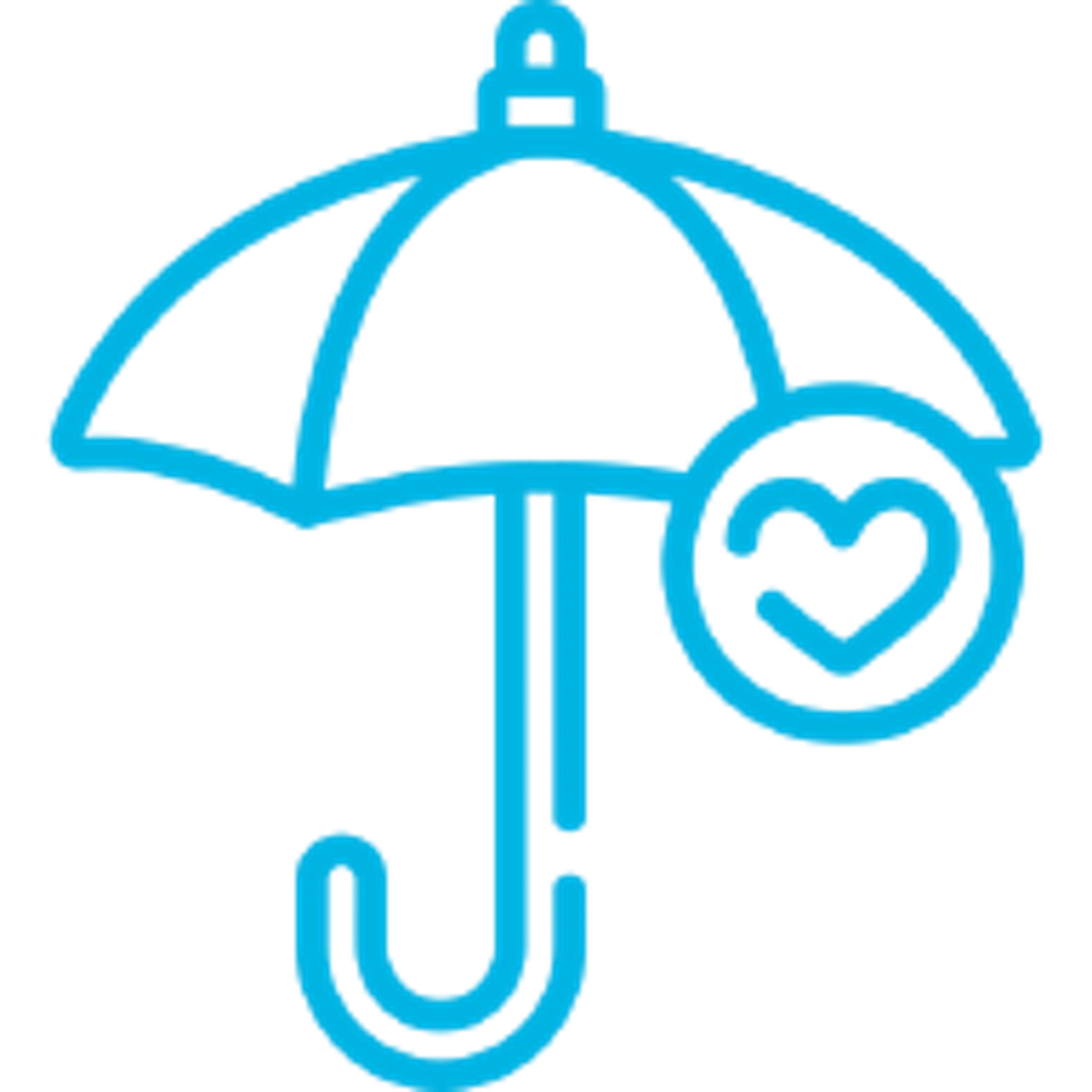 blue icon of umbrella and heart signifying life insurance