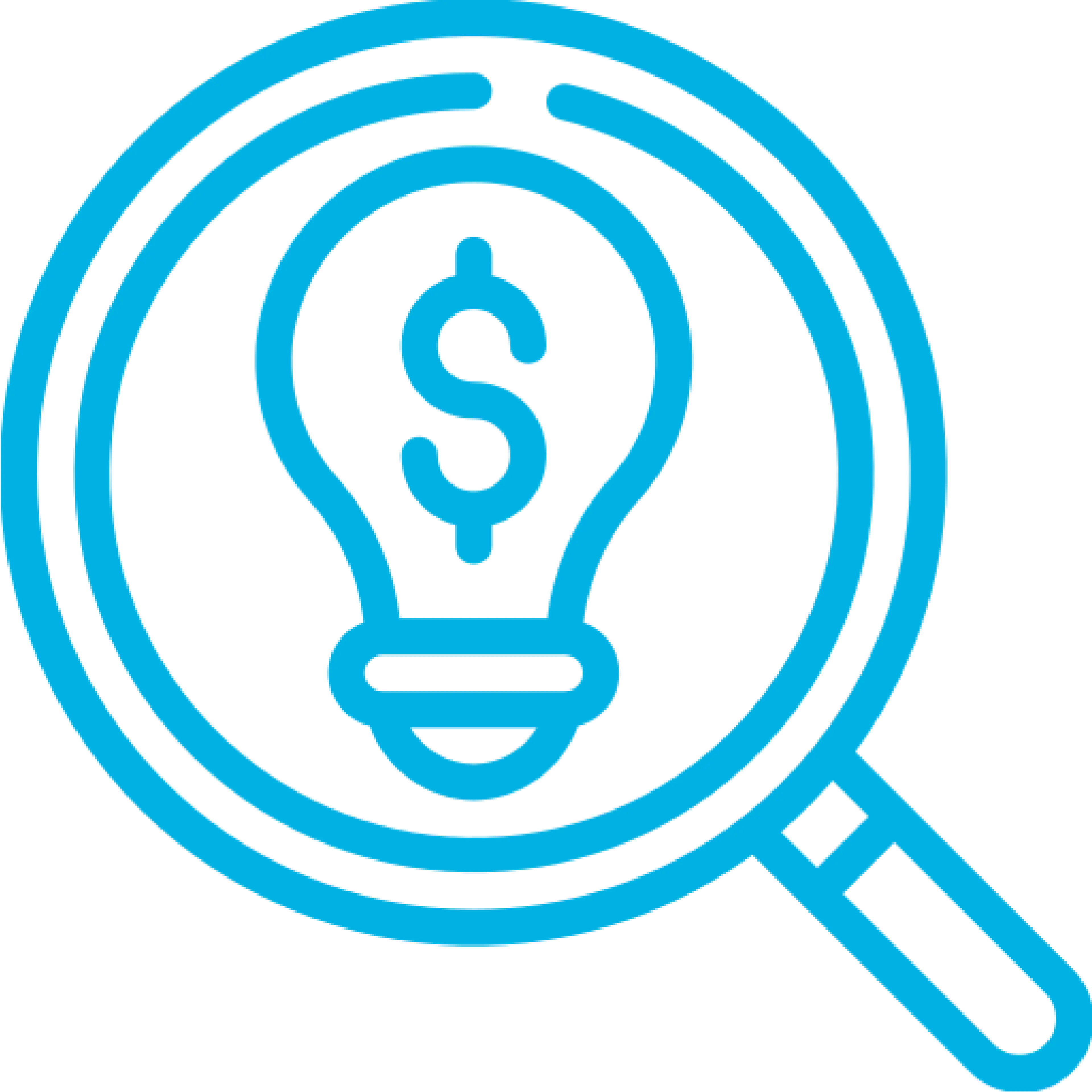 Icon depicting opportunities - lightbulb inside magnifying glass